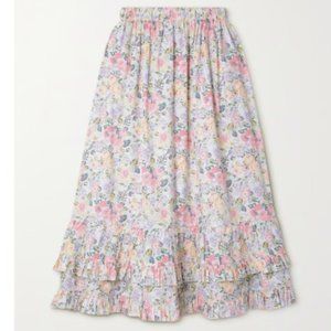 BATSHEVA + Laura Ashley Pembroke Ruffled Tiered Floral-print Cotton-poplin Midi